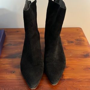 Stuart Weitzman kitten heel black mini boot suede size 9.5